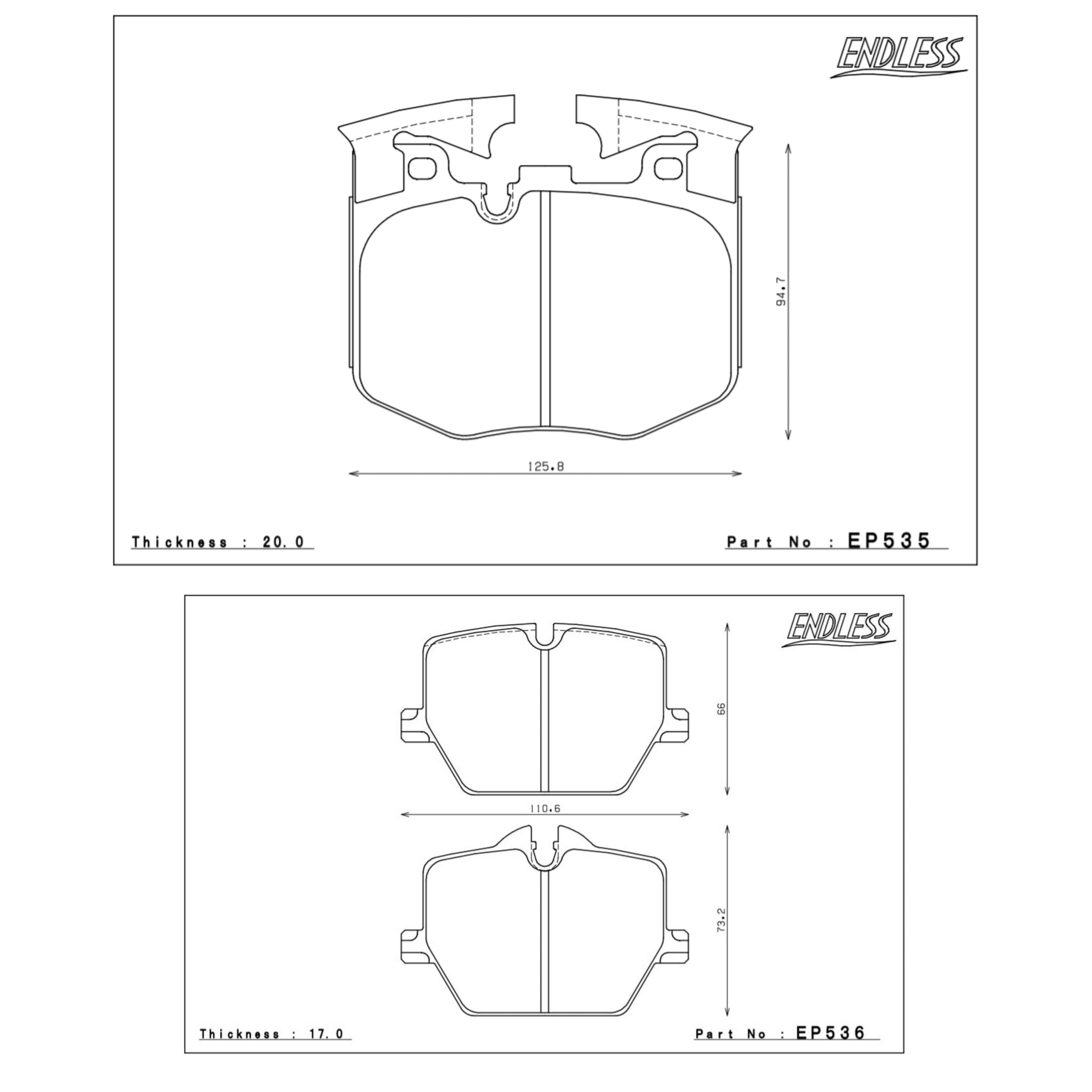 ENDLESS EP535536MX72PLUS Pads front and rear (SET) for TOYOTA